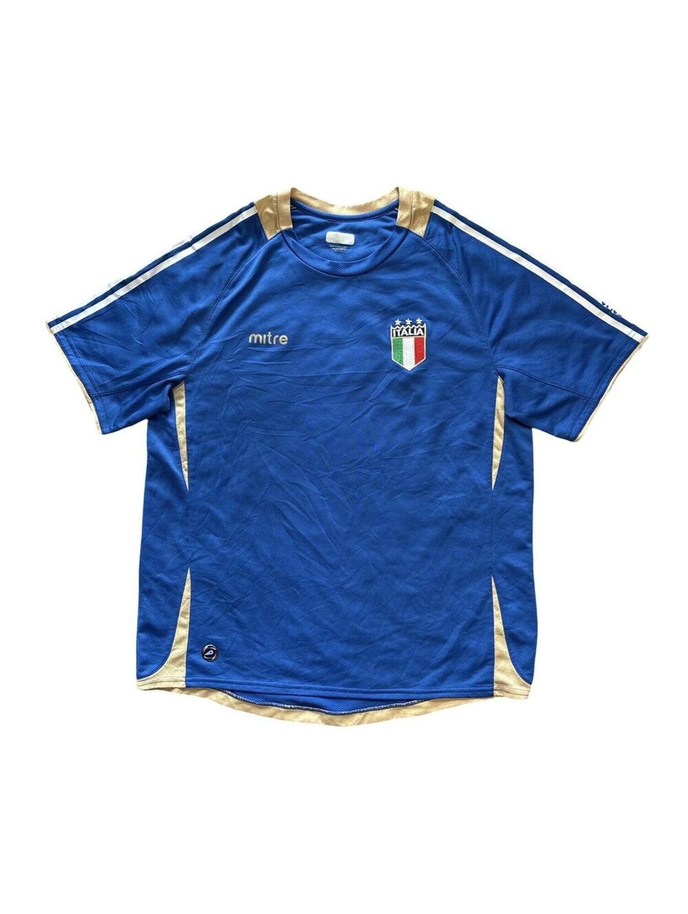 Mitre Italy Italia Soccer Jersey Men's Size Large Blue National Team Patch